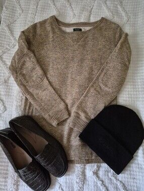 Roots Canada Knit Crewneck Sweater Heathered Brown / Tan - Size XS